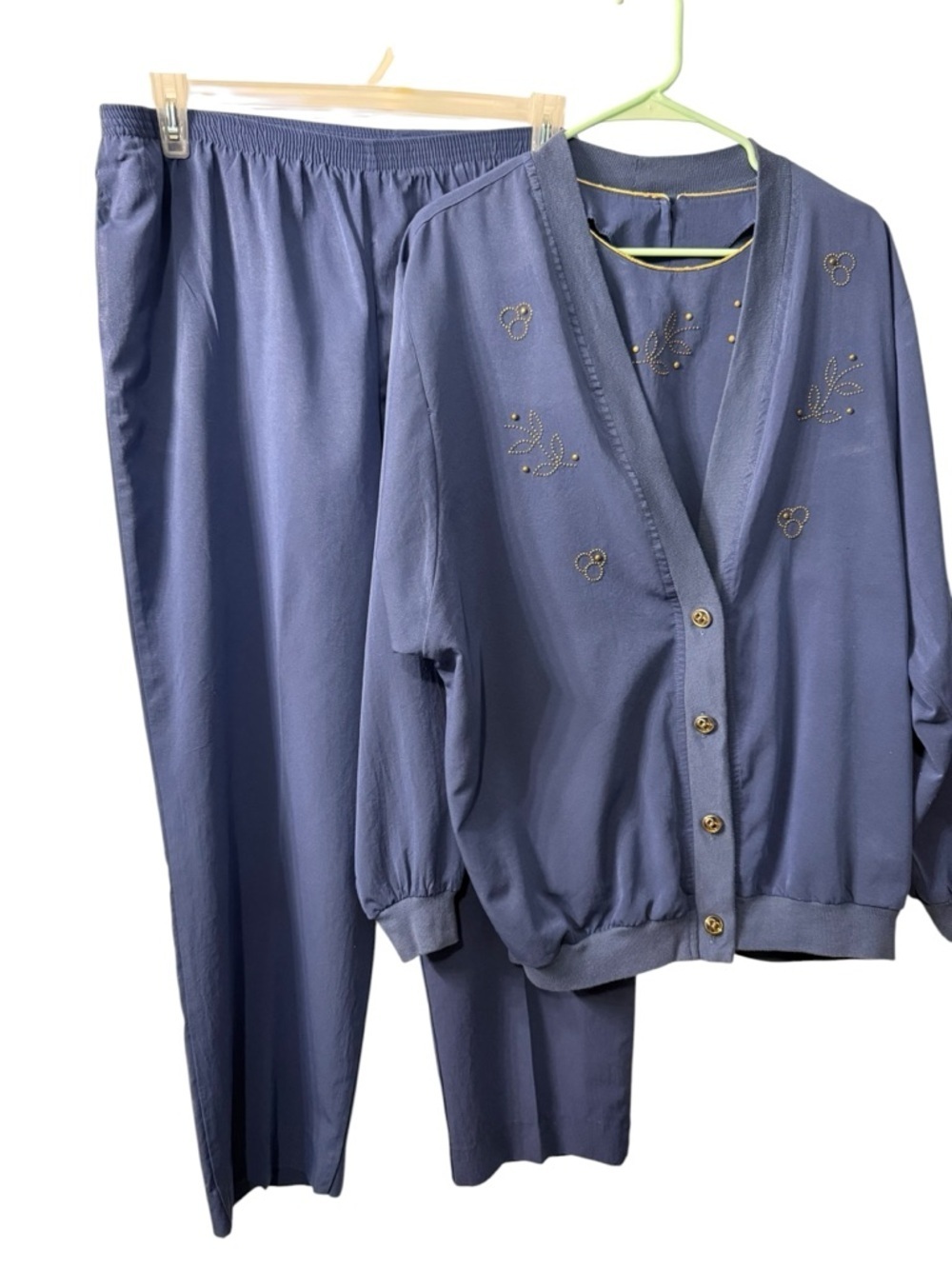 Women’s G W by Graff three piece set, top jacket & pants in blue EUC size 18